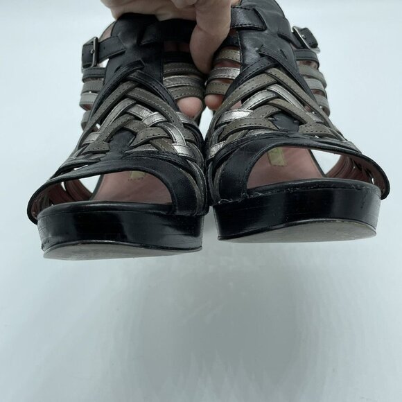Libby Edelman Sabrina Sexy Crisscrossed Leather Open Toe High Heels Size 7 M - Picture 4 of 7
